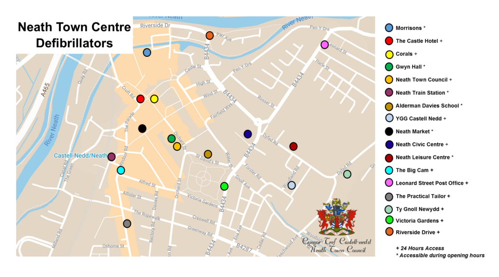 Defibs Map Neath Town Centre May2022 New